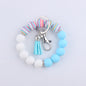 Tassel Leopard Print Silicone Bead Wristlet Keychain Soft Matte 12