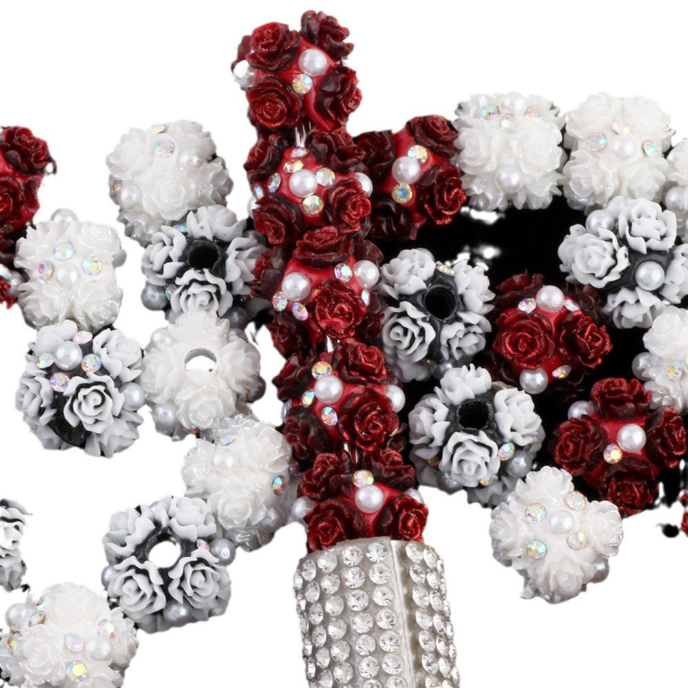 Flower Cluster Clay Beads 13mm Vintage Rose Polymer 10pcs 5