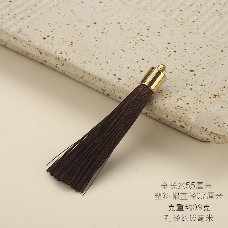 Colorful Polyester Fringe Tassel Keychain with Golden Cap 55mm 50pcs 31