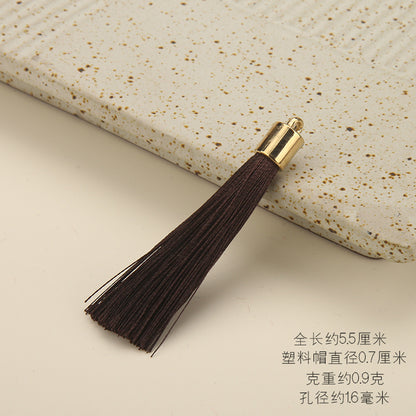 Colorful Polyester Fringe Tassel Keychain with Golden Cap 55mm 50pcs 31