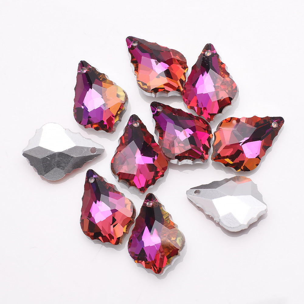 Electroplated Maple Leaf Glass Beads 11x16mm Double-Sided Single Hole 30pcs 22