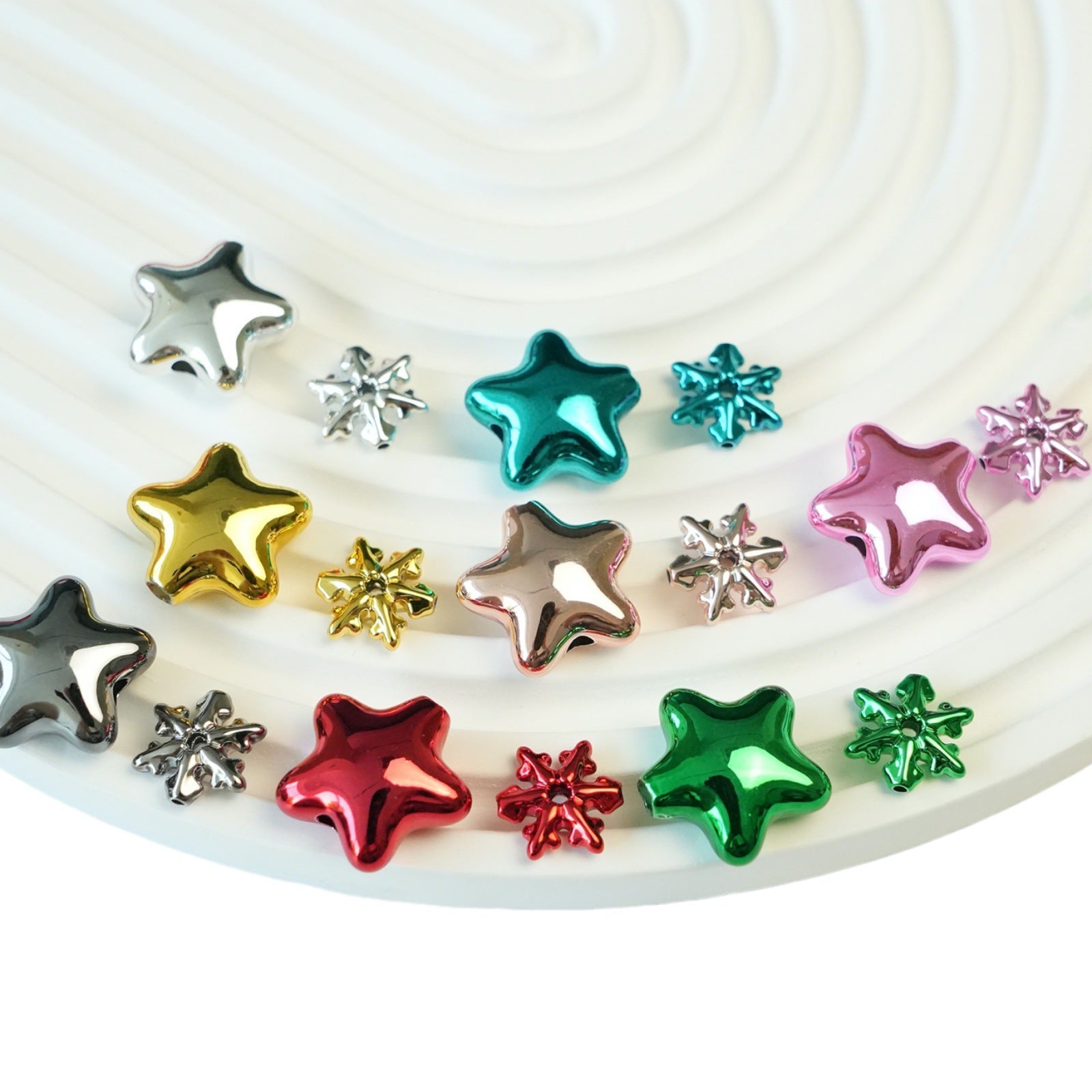 Pentagram Snowflake Acrylic Beads 14mm 21mm Metallic Plated 100pcs 5