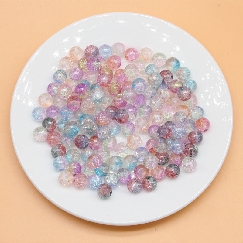 Crackle Round Glass Beads 8mm Gradient Dual Color Translucent 100pcs 3