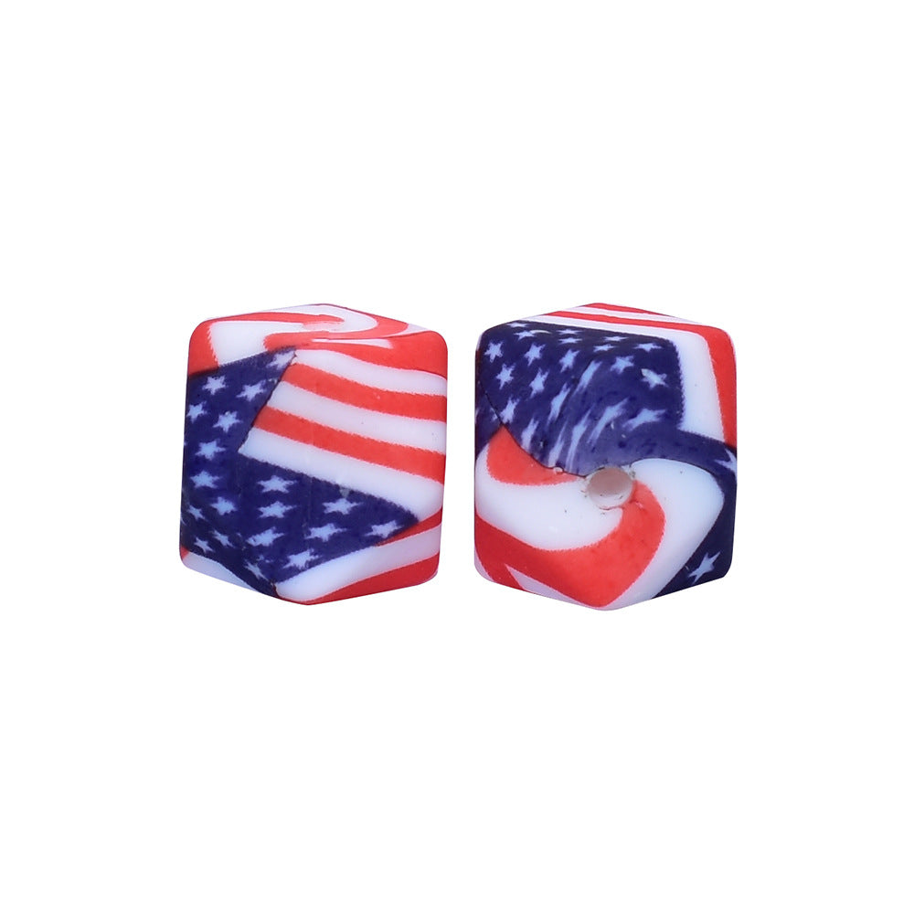 14mm Hexagon Silicone Beads Printed Camouflage Leopard Design 50pcs