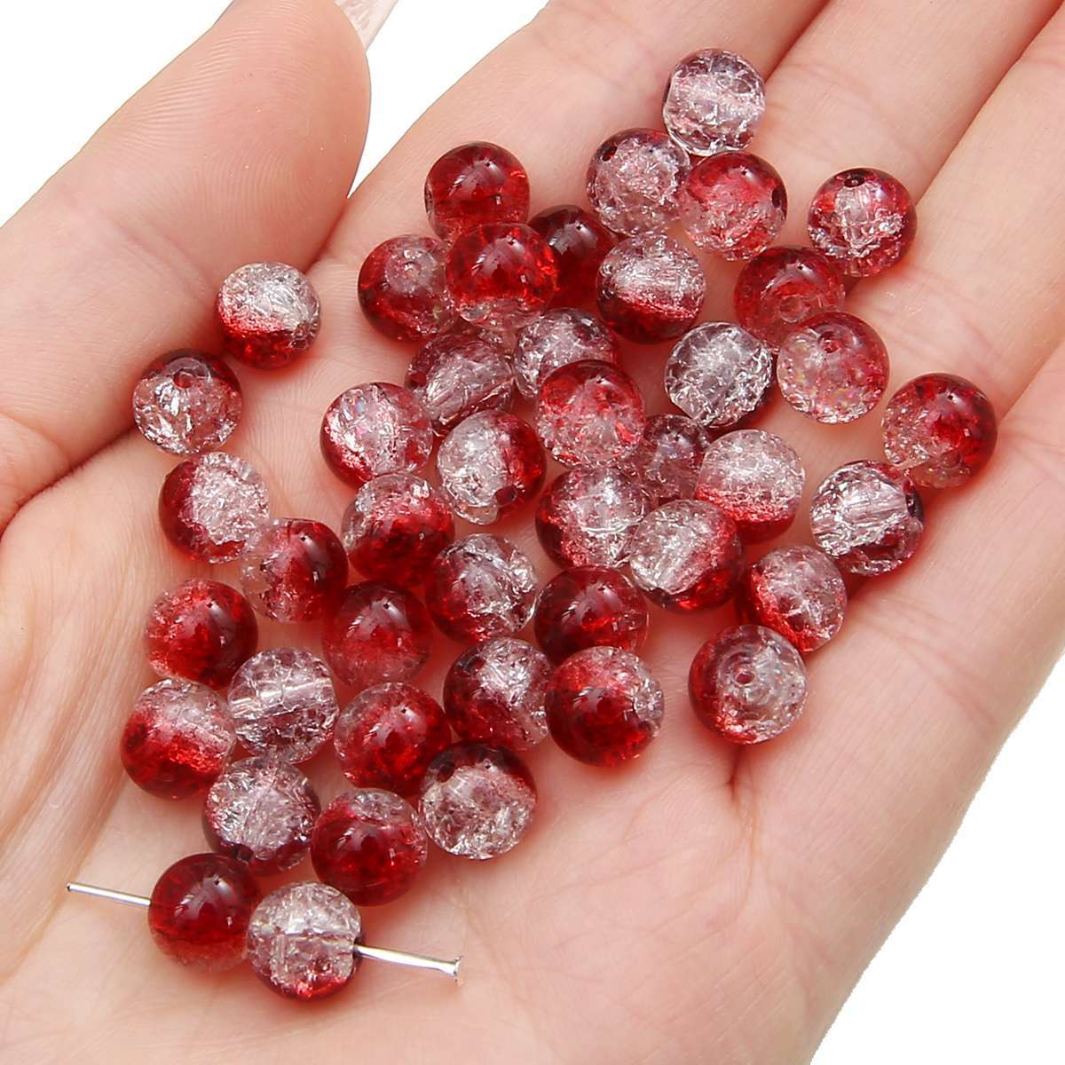 Crackle Round Glass Beads 10mm Assorted Colors 40pcs 25
