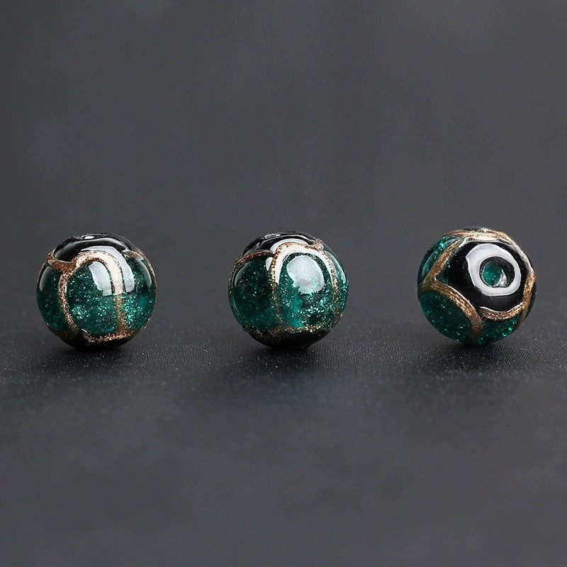 Ancient Fragrant Stained Painted Glass Beads 8mm Vintage 50pcs 2