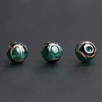 Ancient Fragrant Stained Painted Glass Beads 8mm Vintage 50pcs 2