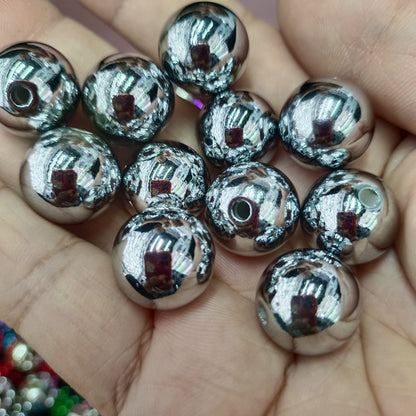 Plating Round Acrylic Beads 16mm Metallic Color Mirror Shine 100pcs 11