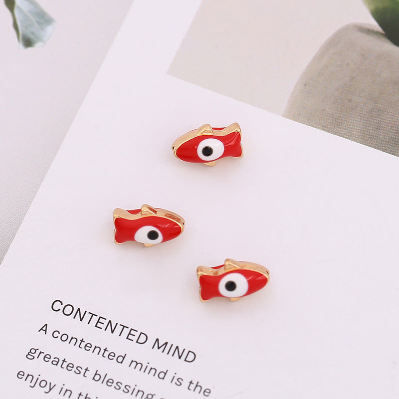 Creative Ocean Little Fish Metal Beads 10mm Colorful Enamel 100pcs 6