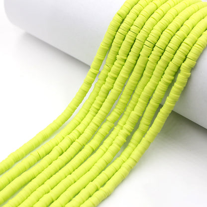 Flat Clay Beads 6mm Solid Color Smooth Polymer Disc 10strands 16
