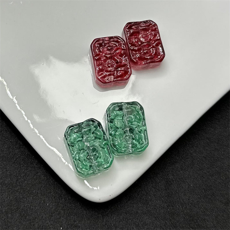 Square Glass Beads 13x23mm Transparent Electroplated Pastel 100pcs 10
