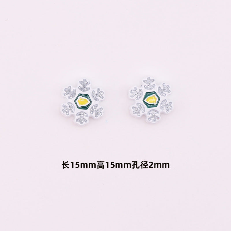 Snowflake Metal Beads 15mm Baking Painted Color Glitter 10pcs 6