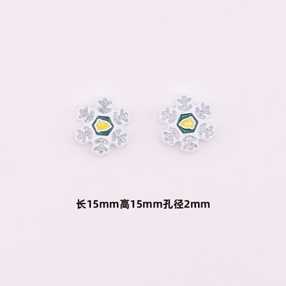 Snowflake Metal Beads 15mm Baking Painted Color Glitter 10pcs 6