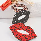 Metal Lip Keychain Vibrant Leopard Polka Dot Tassel 13cm 3