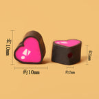 Heart Clay Beads 10mm Black Rose Red Polymer 100pcs 2