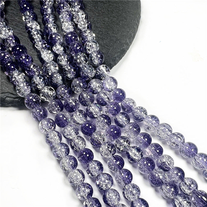 Crackle Flower Glass Beads 8mm Soft Purple Blue Gradient 3 Strands 39