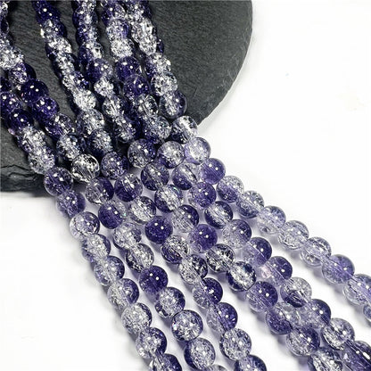 Crackle Flower Glass Beads 8mm Soft Purple Blue Gradient 3 Strands 39