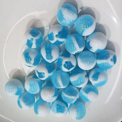 Glitter Cream 10 12 16mm Resin Beads Double Color Swirls 20pcs