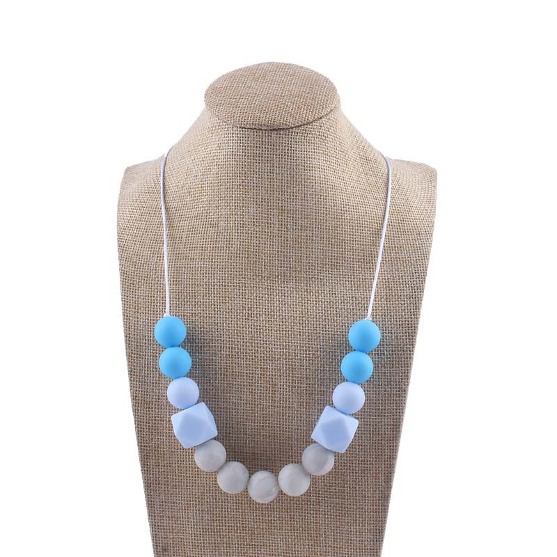 Silicone Beaded Keychain Necklace Matte Marble Hexagon Beads 3