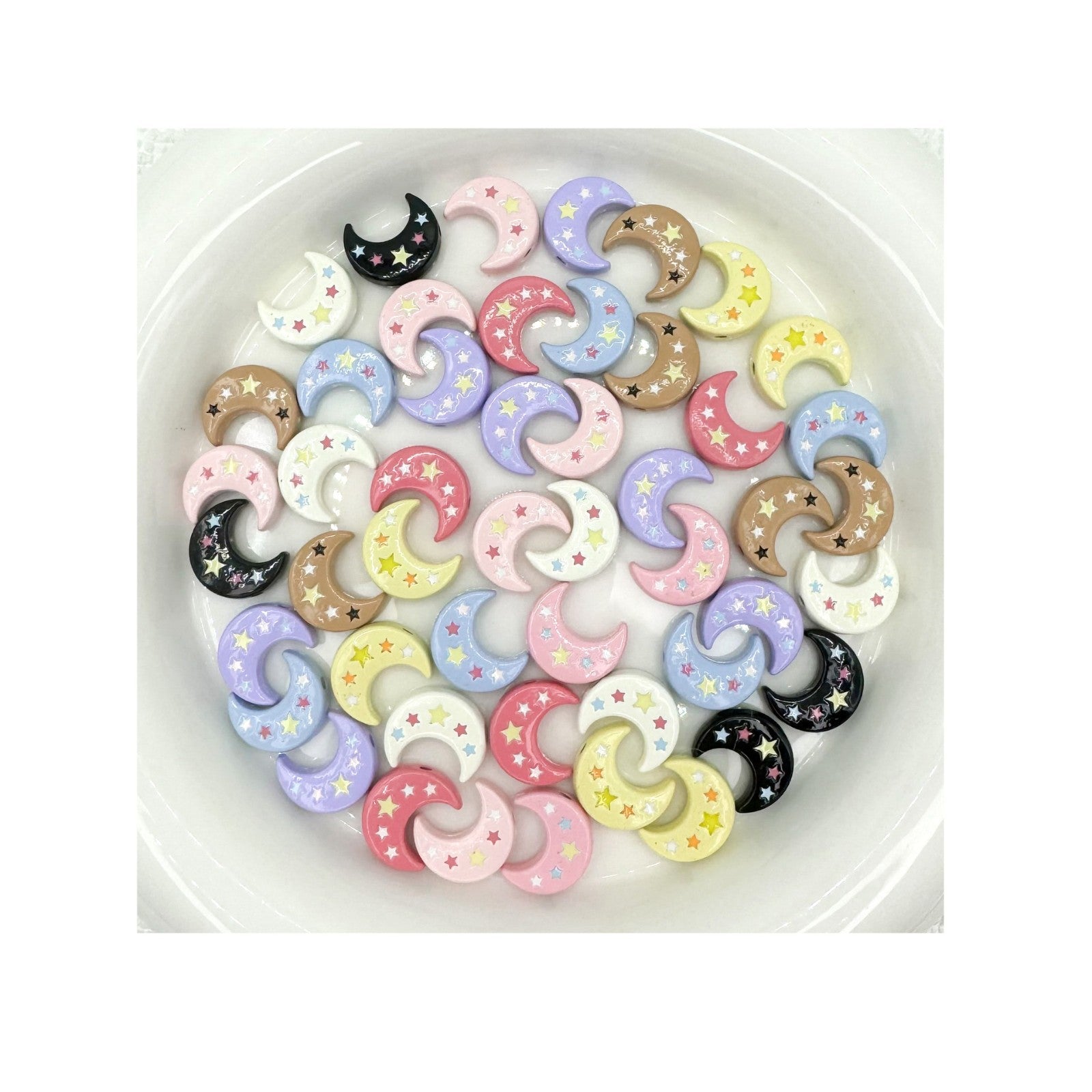 Star Moon Metal Beads 14mm Painted Glossy Celestial 10pcs 5
