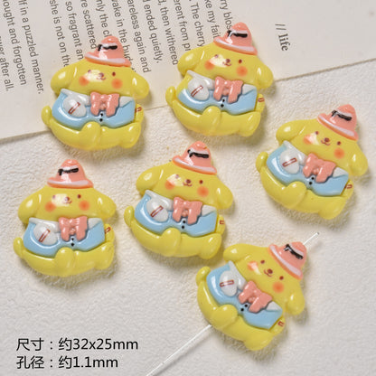 3D Enamel Character Resin Beads Glossy Pastel 2pcs 7