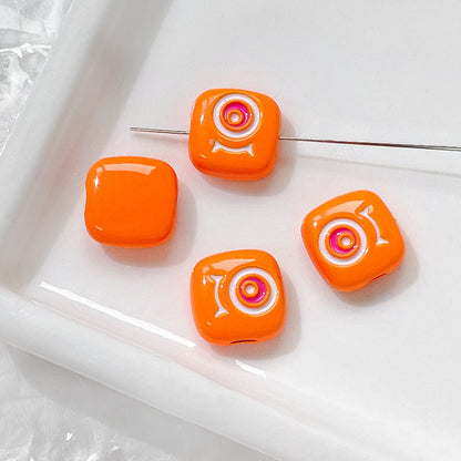 Cat Eye and One-Eyed Beast Metal Beads 10mm Baking Painted 10pcs 32