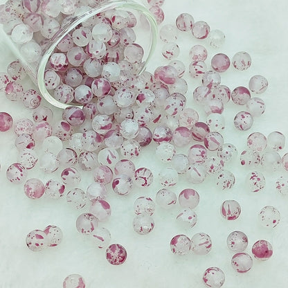 Frosted Round Glass Beads 6mm Colorful Speckled Matte Finish 50pcs 17