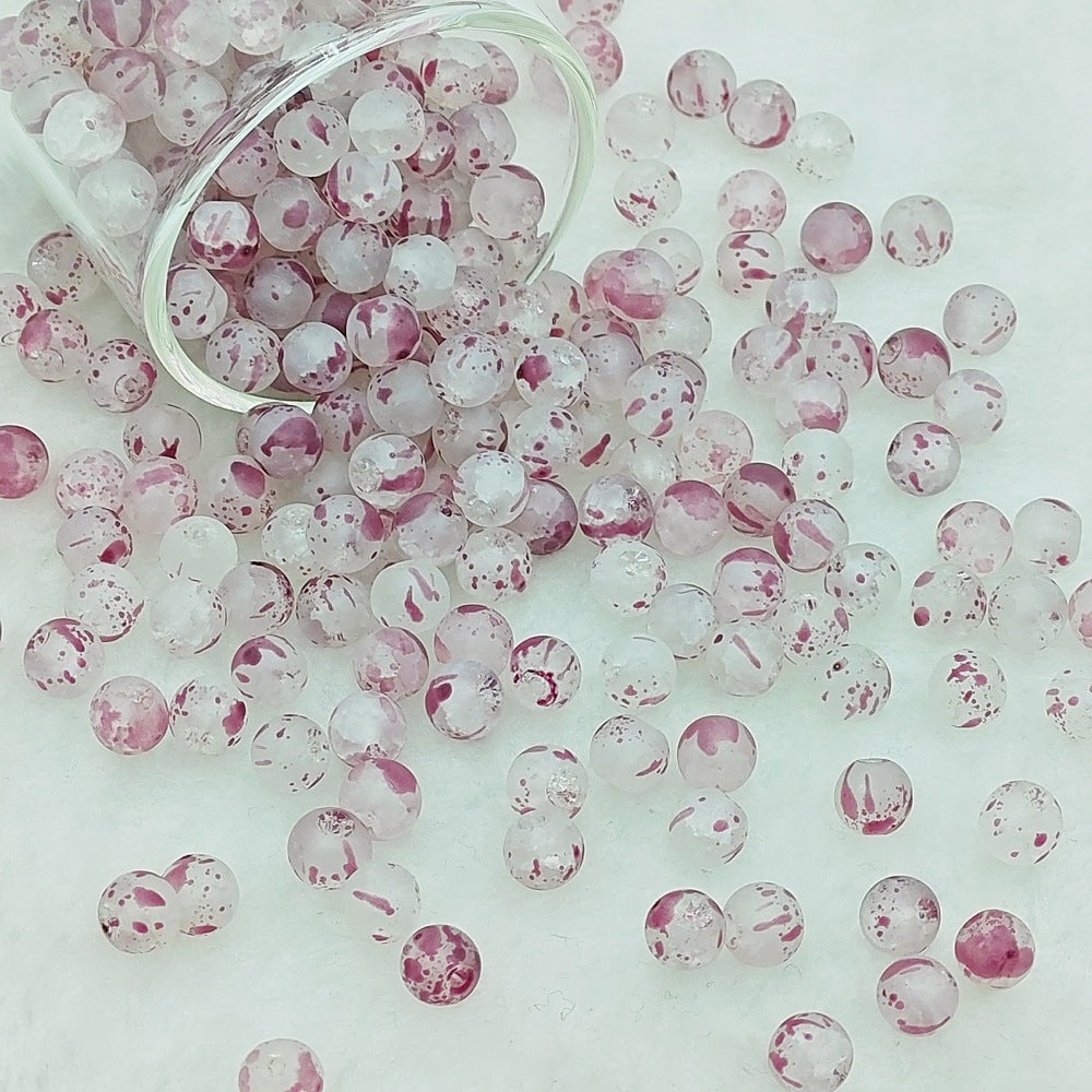 Frosted Round Glass Beads 6mm Colorful Speckled Matte Finish 50pcs 17