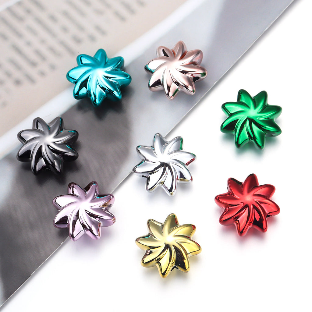 UV Plating Flower Acrylic Beads 20mm Metallic Finish 10pcs