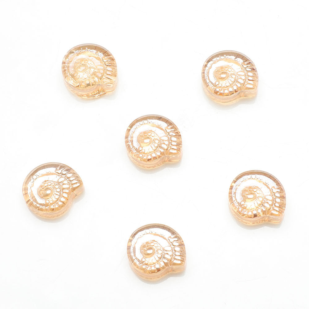 Electroplated Flat Spiral Shell Glass Beads 12mm Iridescent 30pcs 17