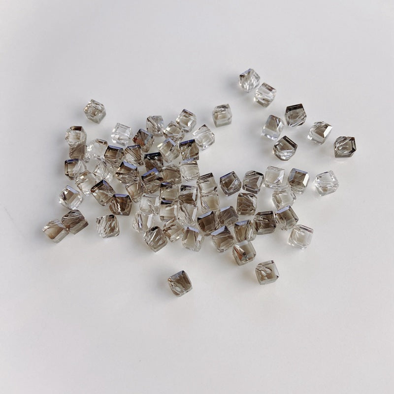 Geometric Square Glass Beads 5mm Transparent Perforated 10pcs 12