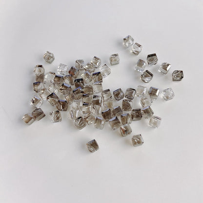 Geometric Square Glass Beads 5mm Transparent Perforated 10pcs 12
