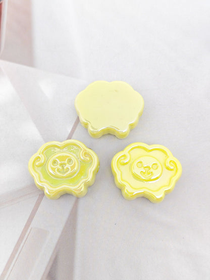 UV Plating Tiny Sheep Acrylic Flat Beads 24mm Glossy Face 50pcs 12