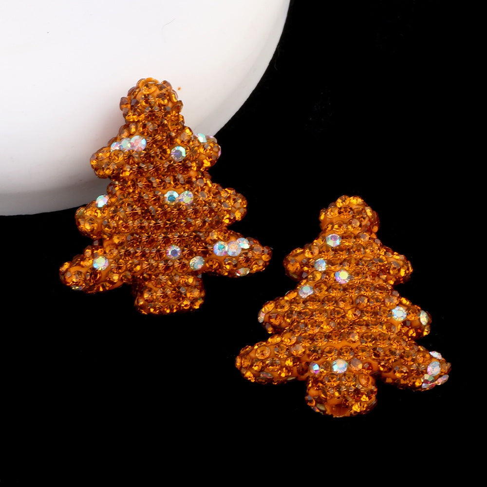 Polymer Clay Christmas Tree Rhinestone Beads 27mm Pre-Lit 2pcs 15