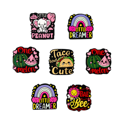 Silicone Focal Beads Fruit Elephant Rainbow Little Dreamer Text 20pcs 5