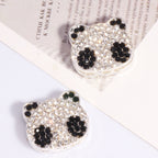Panda Rhinestone Beads 22mm Clear Black Pink Alloy Encrusted 6pcs 3