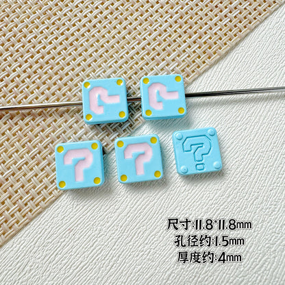 Square Metal Beads 11mm Painted Question Mark Design 20pcs 7