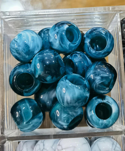 Vintage Acrylic Large Hole Beads 10-11.6mm Earth Tone Crackle 1pc 19