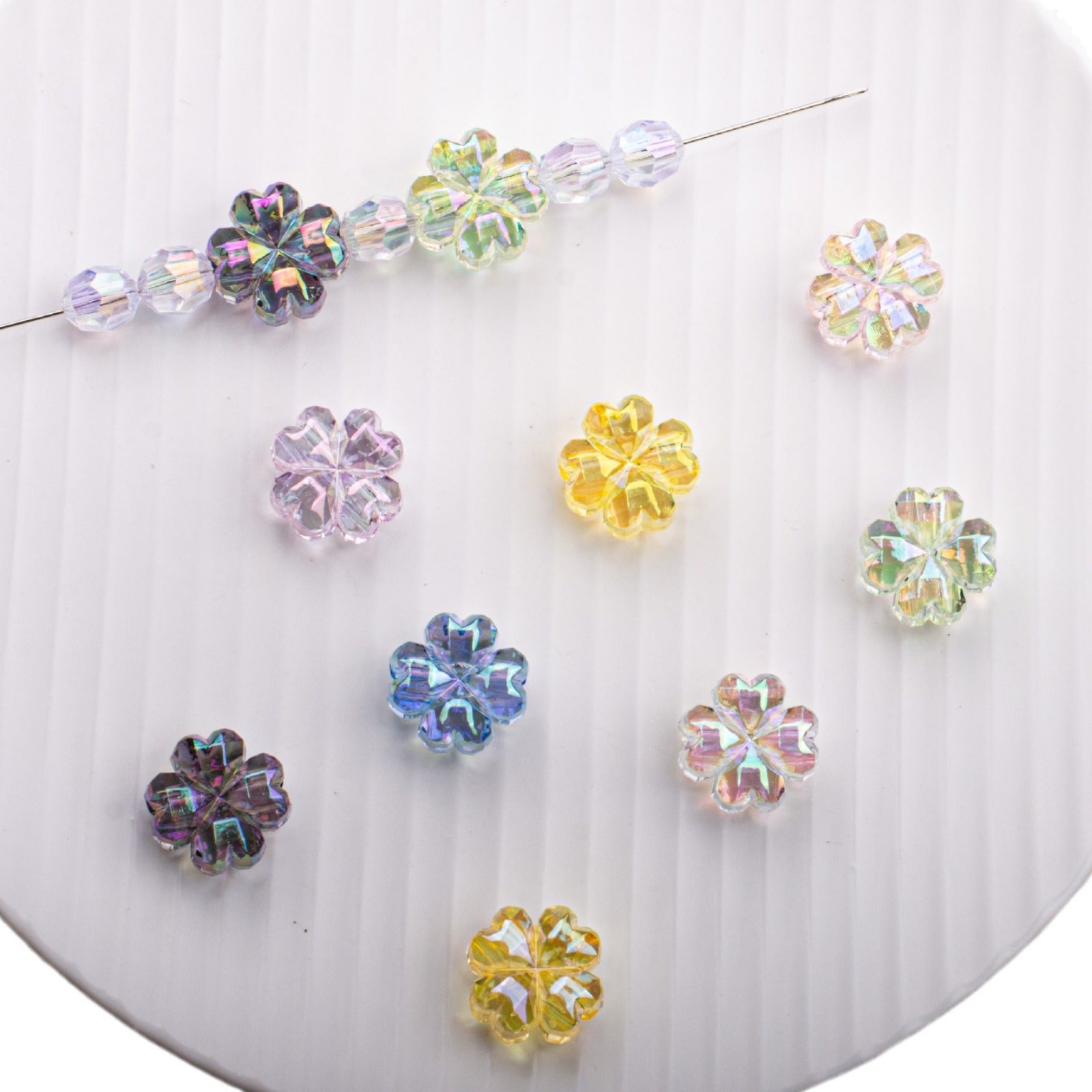 Transparent Plating Clover Acrylic Beads 14mm Summer Glow 10pcs 5