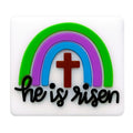 Silicone Focal Beads Rainbow Cross With He Is Risen Text 20pcs 5