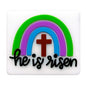Silicone Focal Beads Rainbow Cross With He Is Risen Text 20pcs 5
