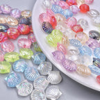 Transparent Shell Resin Beads 14mm Iridescent Multicolor 50pcs 2