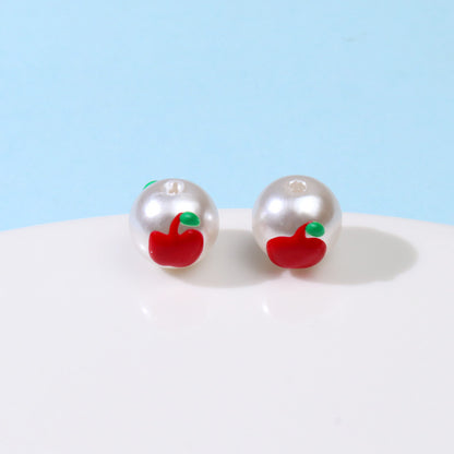 Hand Painted Acrylic Beads 12mm Enamel Cartoon Motifs 10pcs 10