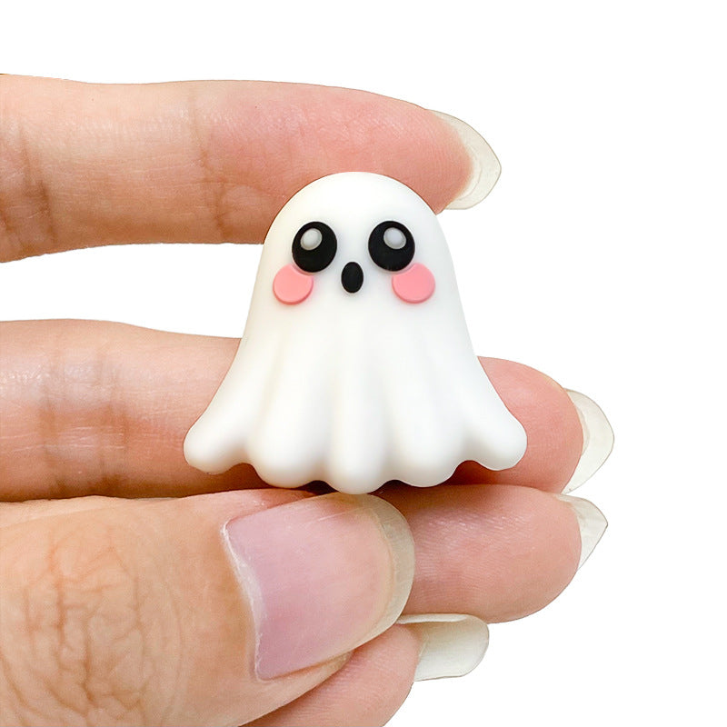 Silicone 3D Focal Beads Halloween Ghost Blushing Cheeks 20pcs 5