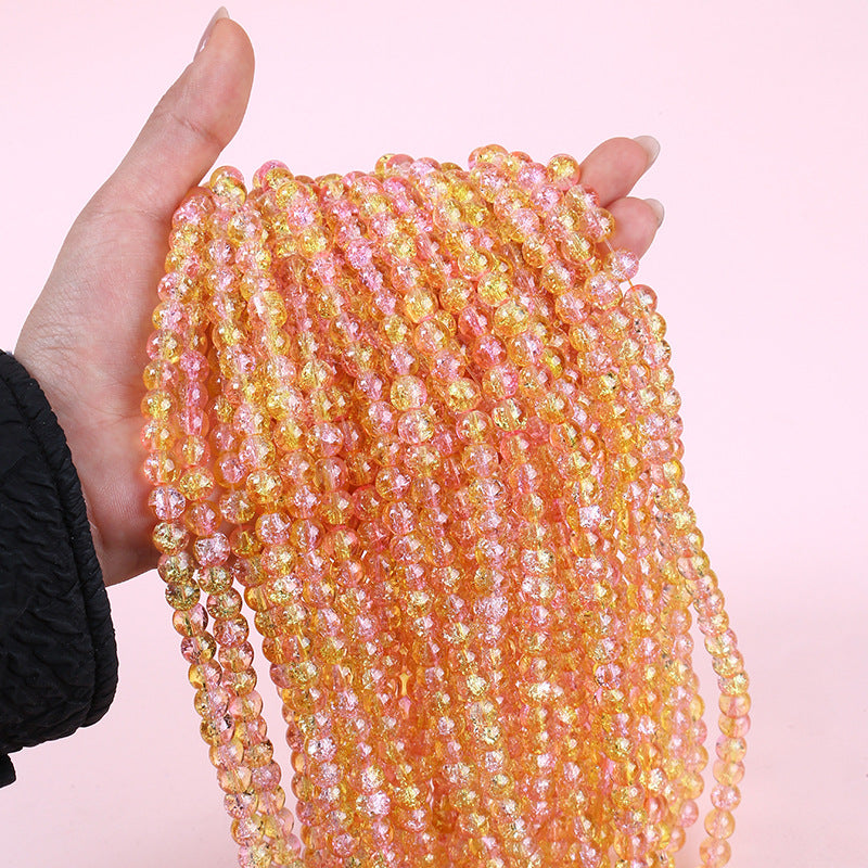 Crackle Round Glass Beads 8mm Gradient Dual Color Translucent 100pcs 6