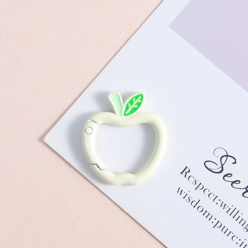 Zinc Alloy Apple Shape Trigger Spring Key Rings 3cm 6pcs 16