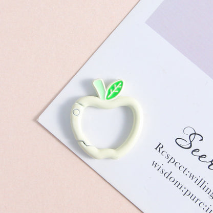 Zinc Alloy Apple Shape Trigger Spring Key Rings 3cm 6pcs 16