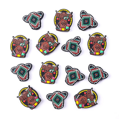 Silicone Focal Beads Highland Bullhead Circular Badge ABC 20pcs 3