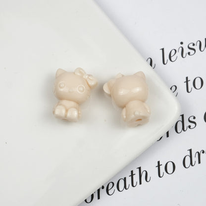 Maillard Color Hello Kitty Acrylic Beads 19mm Glossy Coffee Tones 50pcs 9