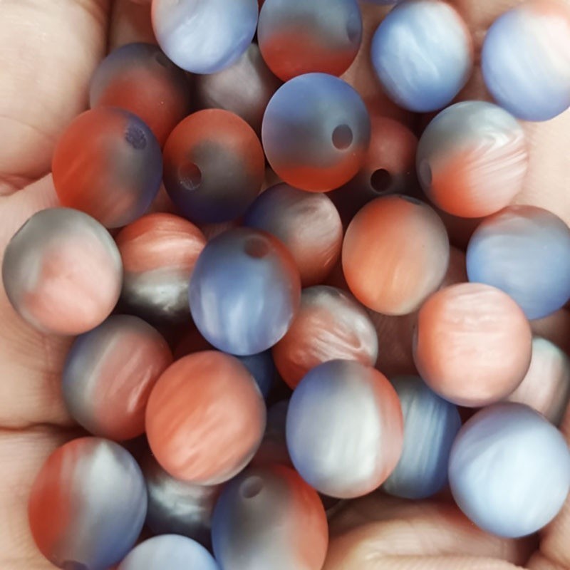Matte Gradient Tricolor Round Resin Beads 8/10/16mm Pastel Finish 50pcs 6